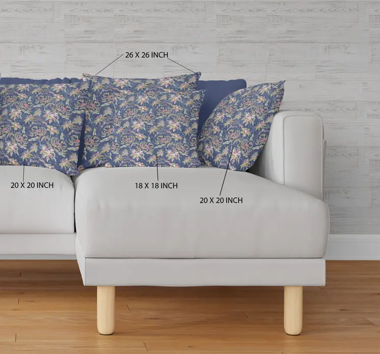 26” Blue Yellow Roses Indoor Outdoor Throw Pillow