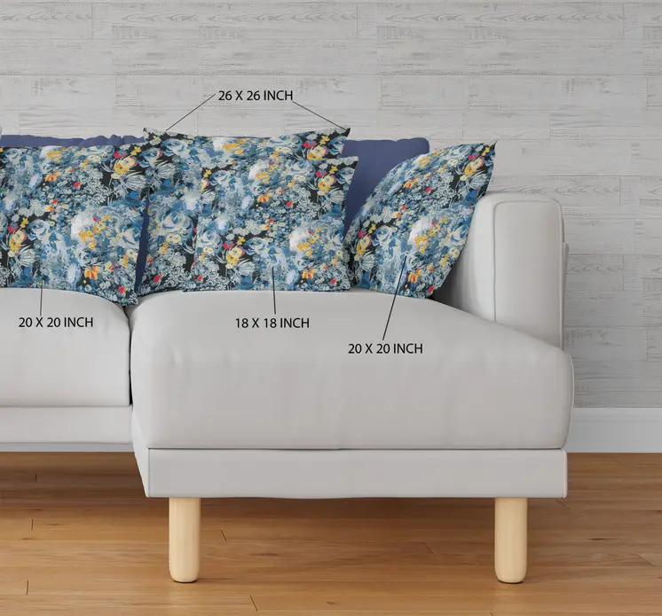 20" Blue Yellow Springtime Indoor Outdoor Throw Pillow