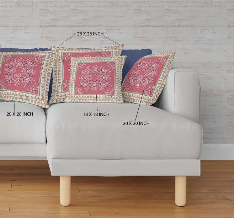 26" X 26" Red And Cream Blown Seam Floral Indoor Outdoor Throw Pillow