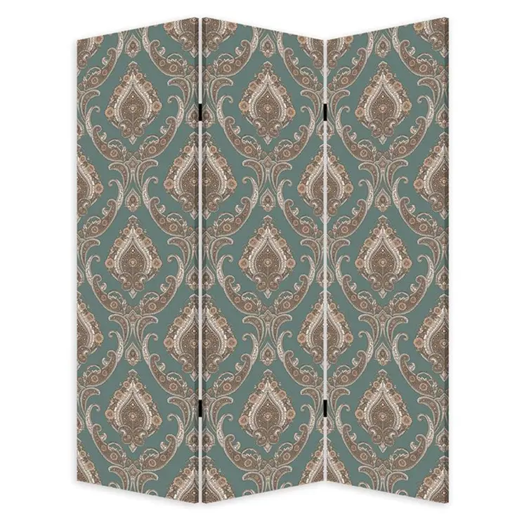 Vintage Green Baroque Three Panel Room Divider Screen