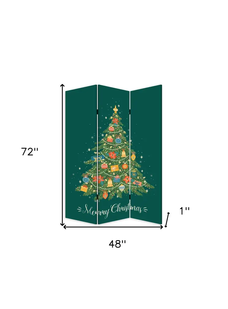 Festive Merry Christmas Three Panel Room Divider Screen
