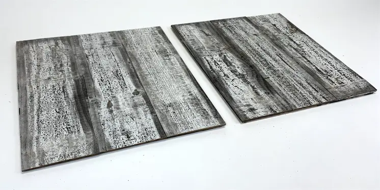 Set of Two Black and Whitewash Rustic Wood Wall Art Hanging Panels