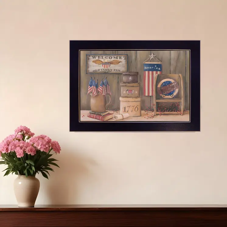 Sweet Land of Liberty 1 Black Framed Print Wall Art