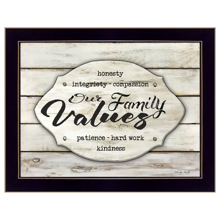 Our Family Values 1 Black Framed Print Wall Art