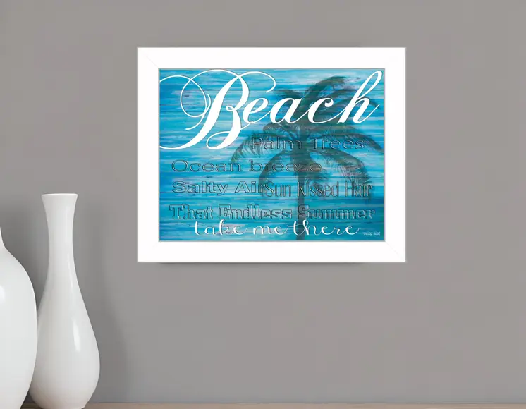 Beach Take Me There 2 White Framed Print Wall Art