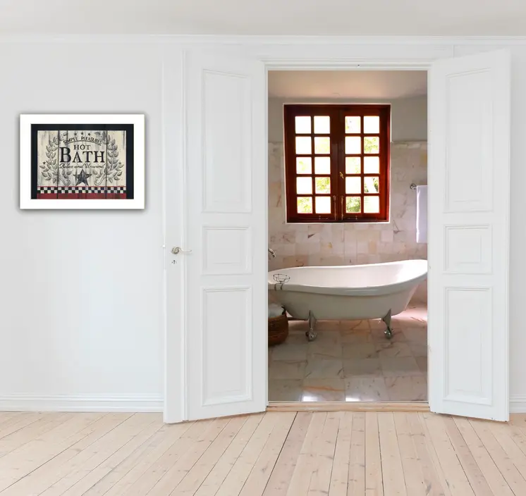 Hot Bath 11 White Framed Print Bathroom Wall Art
