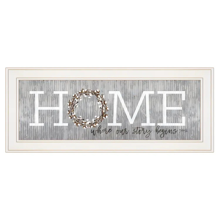 Home Where Our Story Begins White Framed Print Wall Art