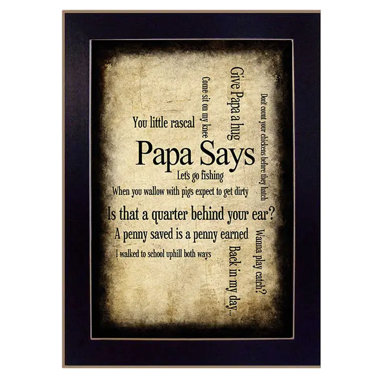 Papa Says Black Framed Print Wall Art