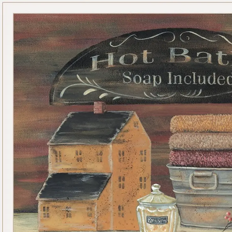 Set Of Four Country Bathroom White Framed Print Bathroom Wall Art