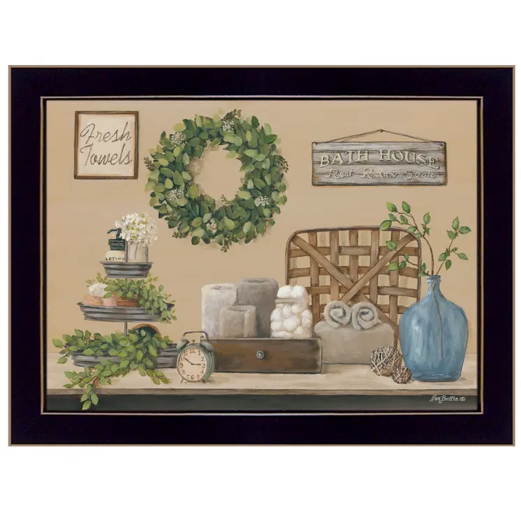 Farmhouse Bath I 1 Black Framed Print Bathroom Wall Art