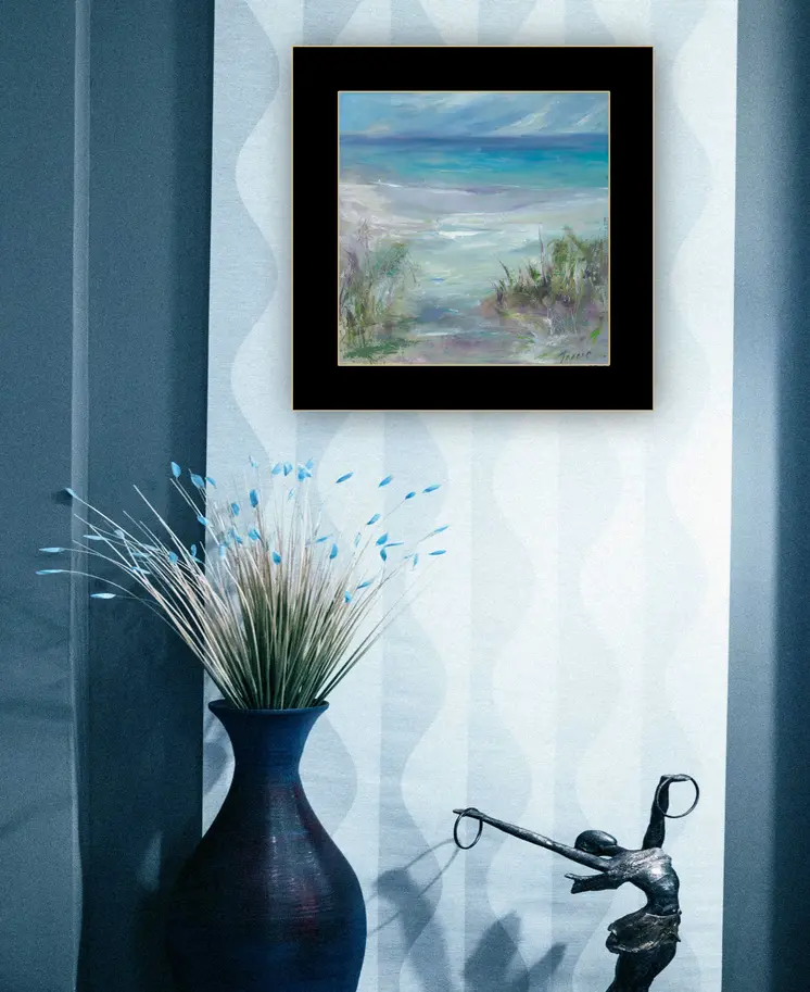 Blue Horizons Ocean View Black Framed Print Wall Art