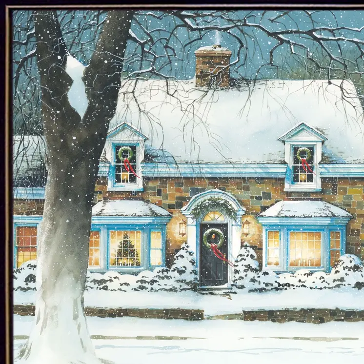 Snow Softly Falling 2 Black Framed Print Wall Art