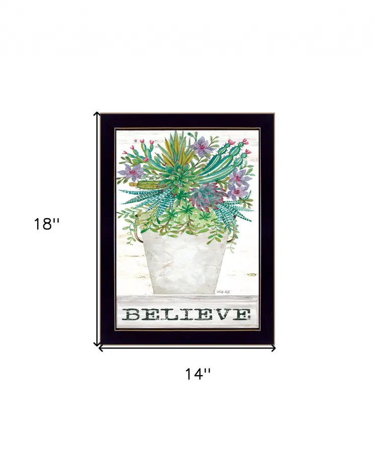 Believe Succulents 1 Black Framed Print Wall Art