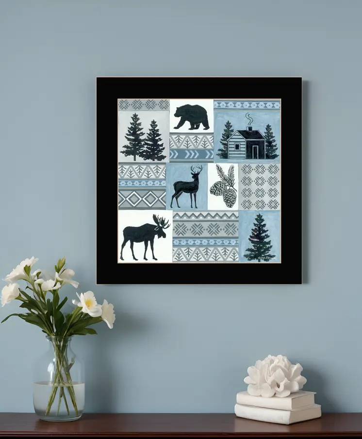 Cabin in the Woods 1 Black Framed Print Wall Art