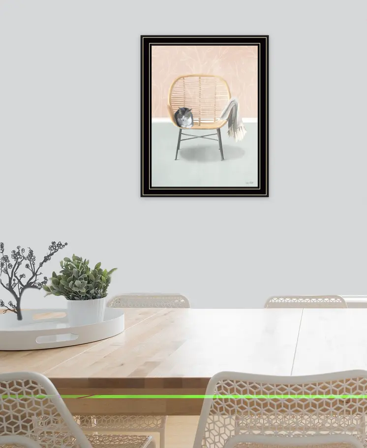 Happy Cat 1 Black Framed Print Wall Art