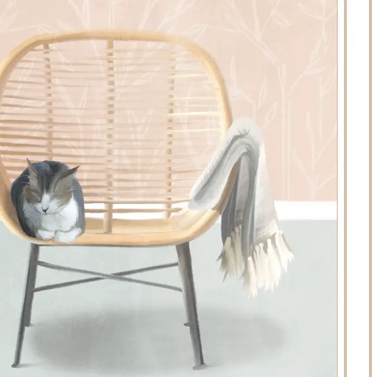 Happy Cat 2 White Framed Print Wall Art