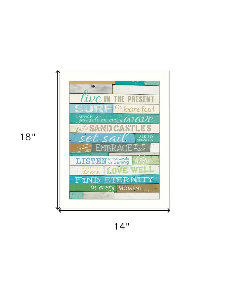 Live in the Present 4 White Framed Print Wall Art