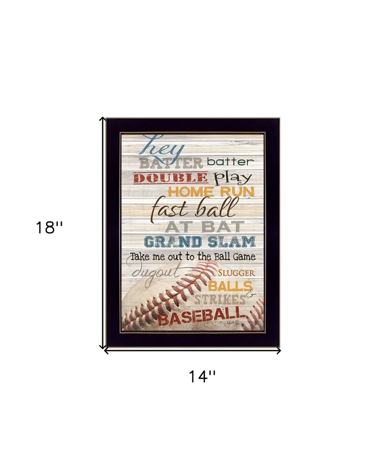 Hey Batter Batter 3 Black Framed Print Wall Art