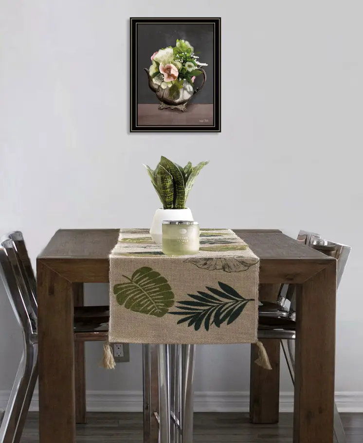 Vintage Floral Tea Pot 2 Black Framed Print Kitchen Wall Art