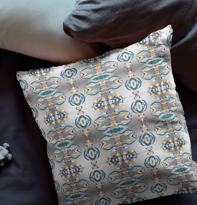 20"x20" Off White And Brown Zippered Suede Geometric Throw Pillow