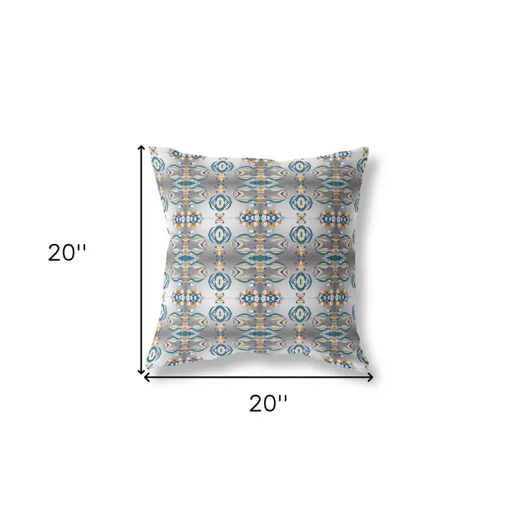 20"x20" Off White And Brown Zippered Suede Geometric Throw Pillow