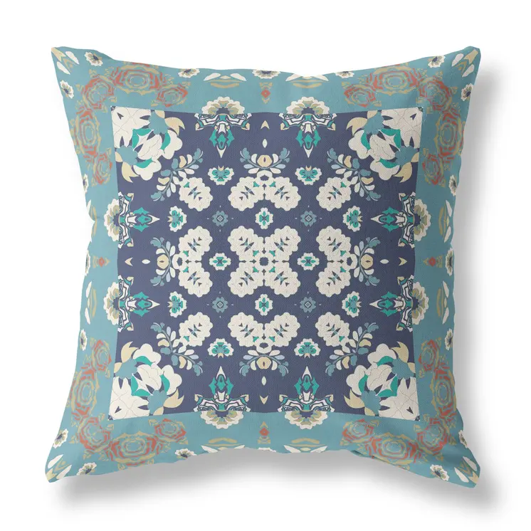 16" Blue and Gray Throw Pillow