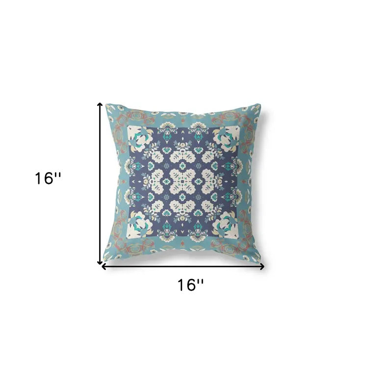 16" Blue and Gray Throw Pillow