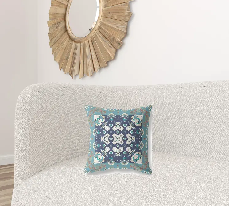 16" Blue and Gray Throw Pillow