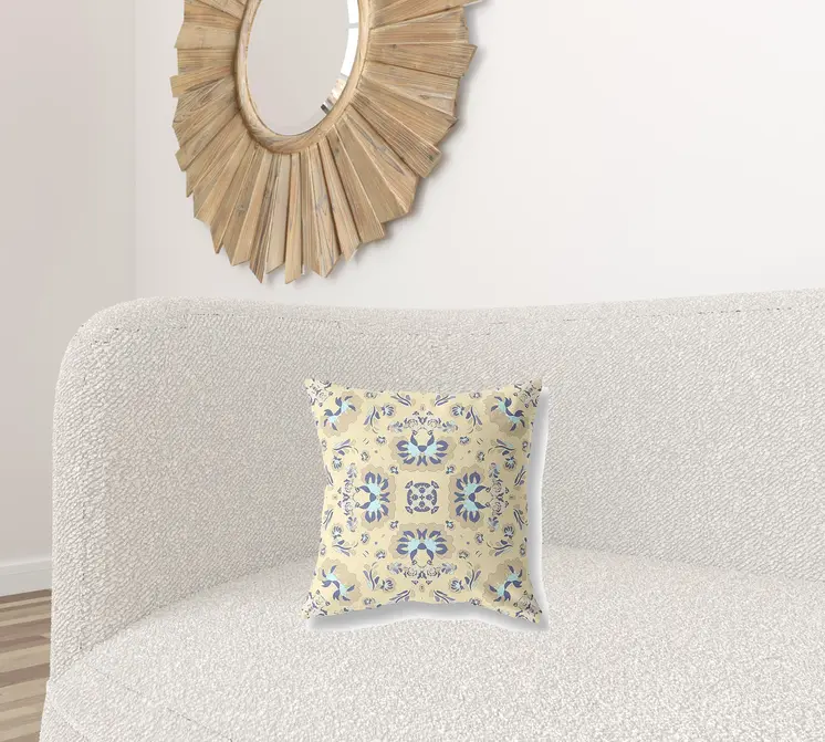 16" Blue and Yellow Throw Pillow