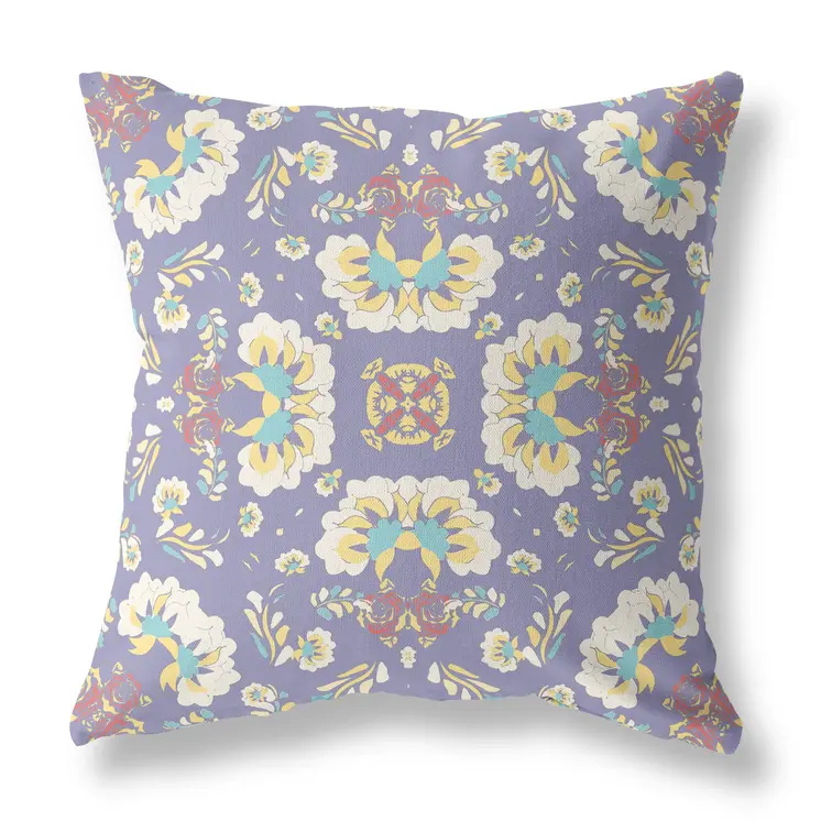 20"x20" Purple Zippered Suede Geometric Throw Pillow