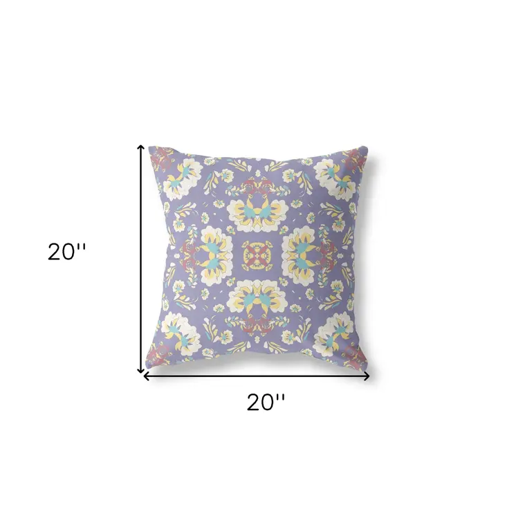 20"x20" Purple Zippered Suede Geometric Throw Pillow