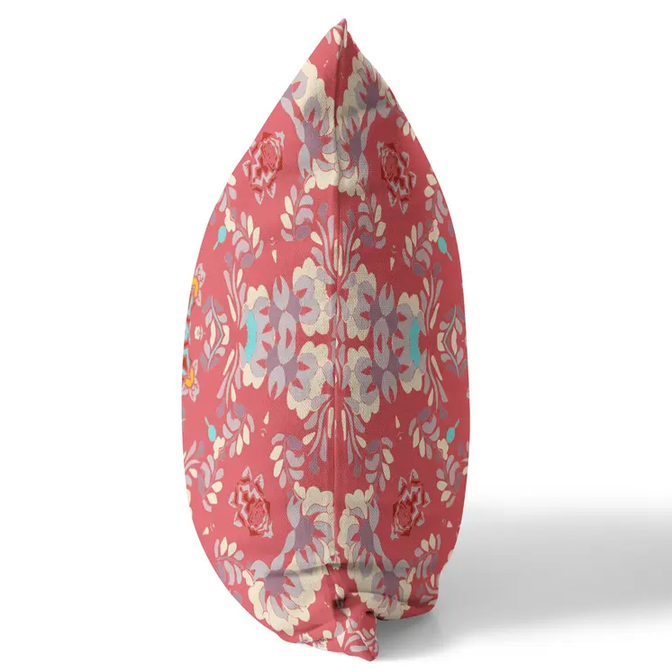 20"x20" Red Zippered Suede Geometric Throw Pillow