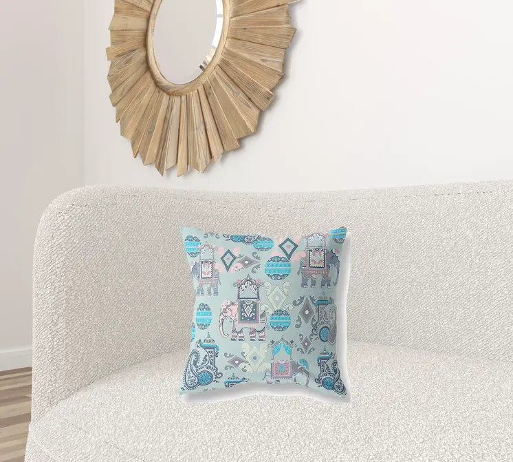 18" X 18" Gray And Pink Paisley Blown Seam Suede Throw Pillow