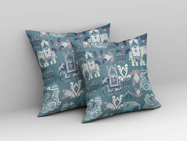 18" X 18" Gray And White Paisley Blown Seam Suede Throw Pillow