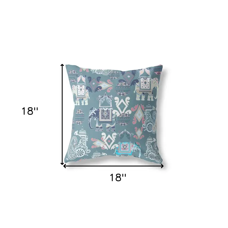 18" X 18" Gray And White Paisley Blown Seam Suede Throw Pillow