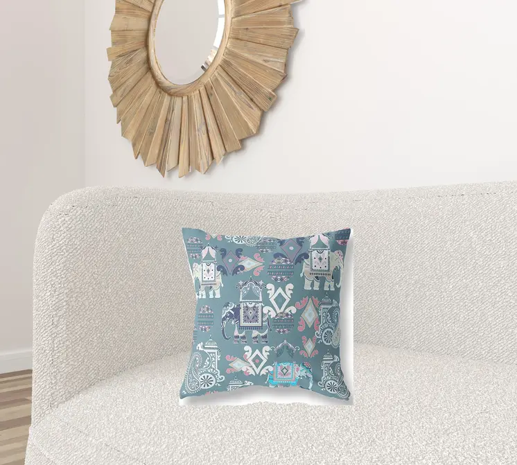 18" X 18" Gray And White Paisley Blown Seam Suede Throw Pillow