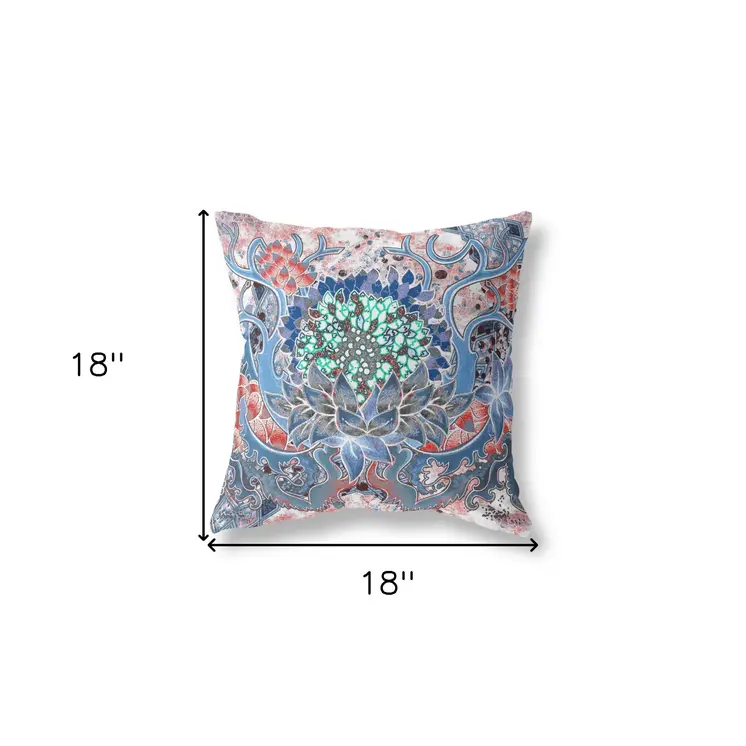 18"x18" Sky Blue Pink Zippered Broadcloth Geometric Throw Pillow