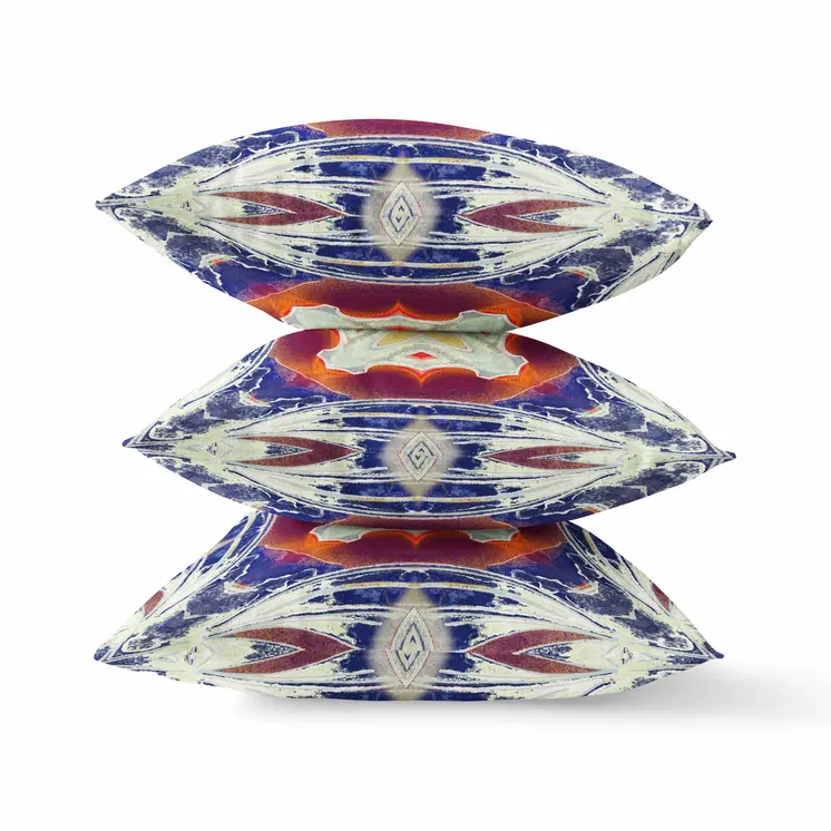 26"x26" Indigo Orange Magenta White Zippered Broadcloth Geometric Throw Pillow