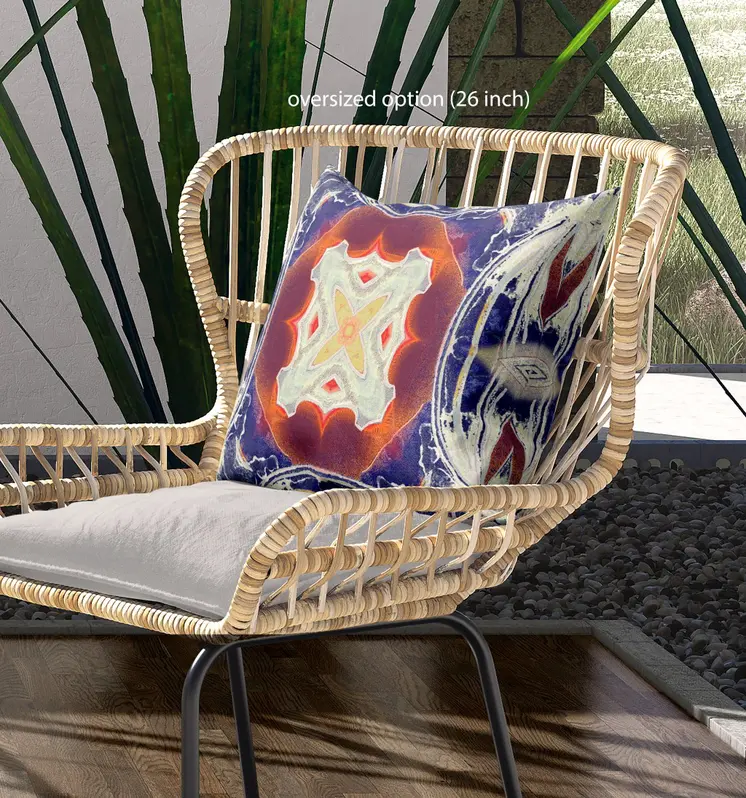 26"x26" Indigo Orange Magenta White Zippered Broadcloth Geometric Throw Pillow