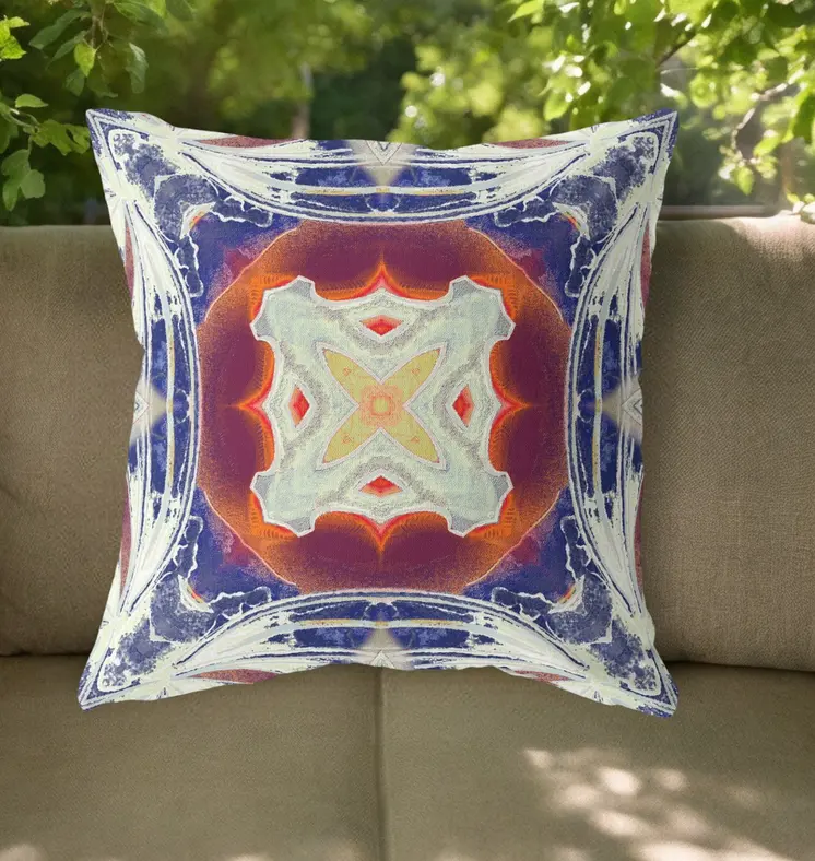 26"x26" Indigo Orange Magenta White Zippered Broadcloth Geometric Throw Pillow
