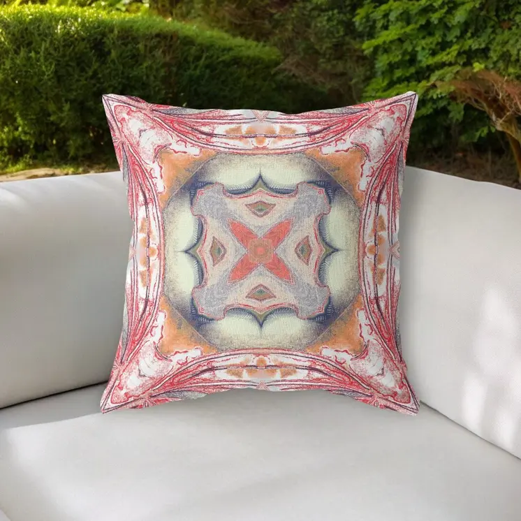 18"x18" Rustic Red Orange Zippered Broadcloth Geometric Throw Pillow