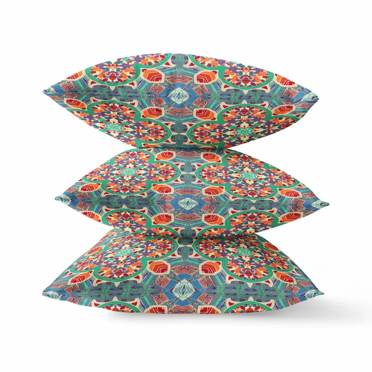 26" X 26" Orange Zippered Geometric Indoor Outdoor Throw Pillow Cover & Insert