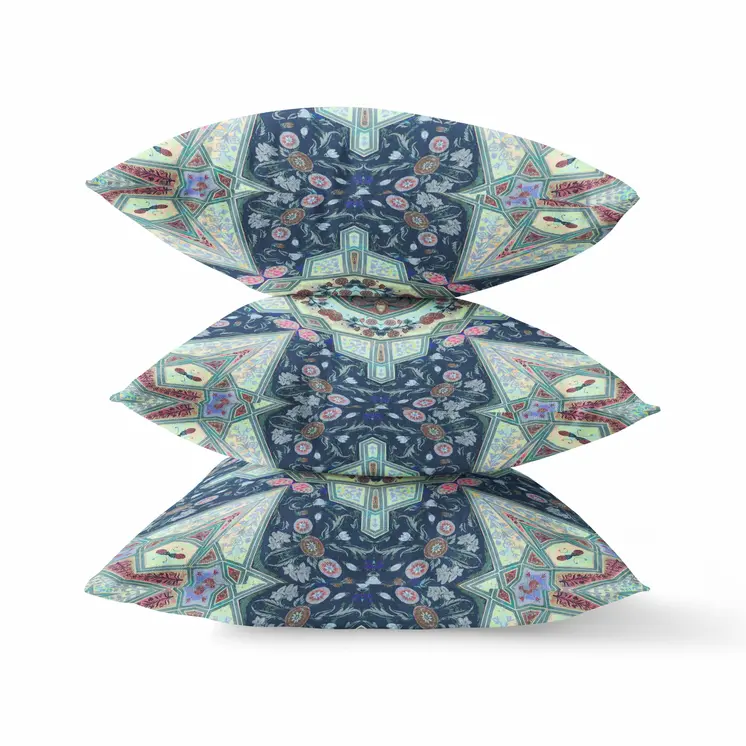 18"X18" Aqua Microsuede Geometric Zippered Pillow