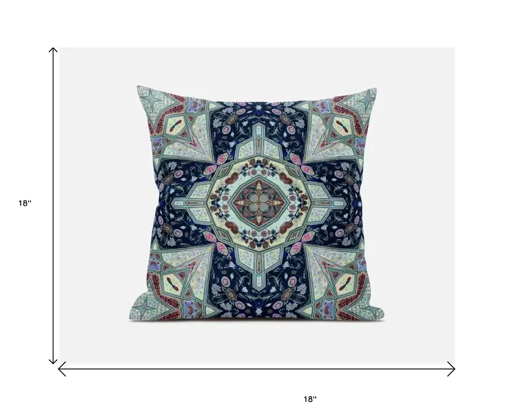 18"X18" Aqua Microsuede Geometric Zippered Pillow