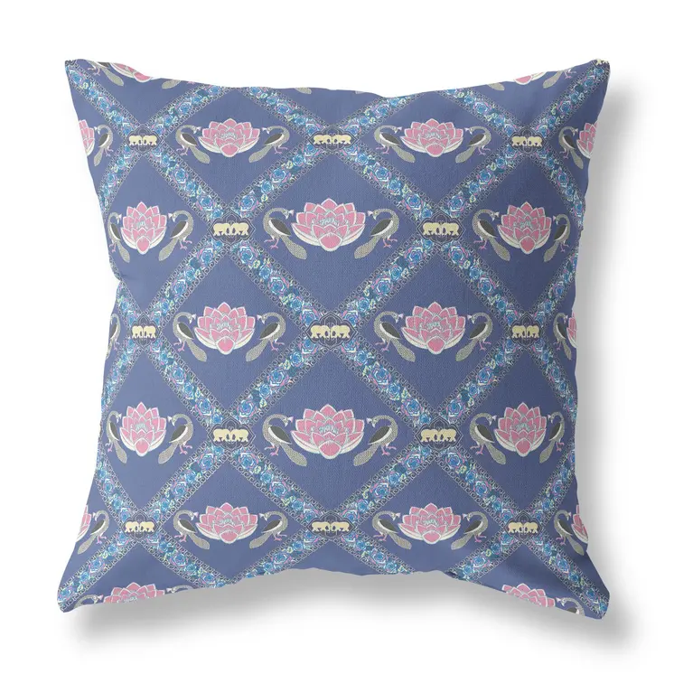 20"x20" Purple Blue Pink Zippered Suede Geometric Throw Pillow