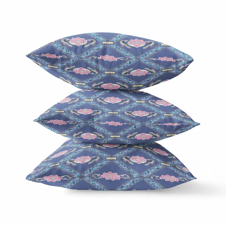 20"x20" Purple Blue Pink Zippered Suede Geometric Throw Pillow