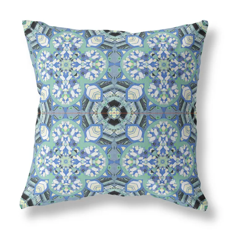 16" Blue and Green Throw Pillow