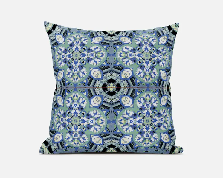 16" Blue and Green Throw Pillow