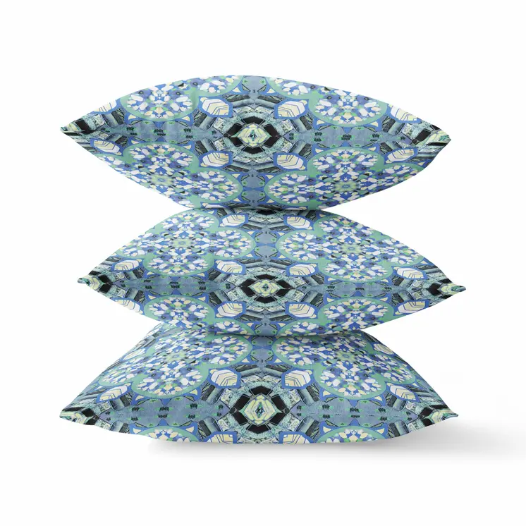16" Blue and Green Throw Pillow
