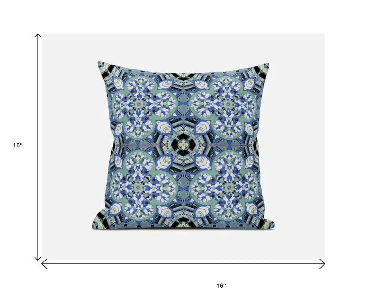 16" Blue and Green Throw Pillow